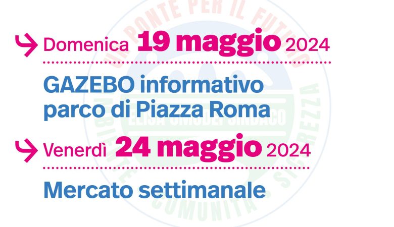 Incontri con i candidati della lista – 19 e 24 maggio